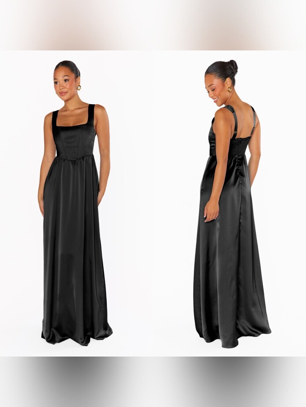 Show Me Your MuMu Nina Maxi Black Luxe Satin Dress Wedding Bridal Party Prom